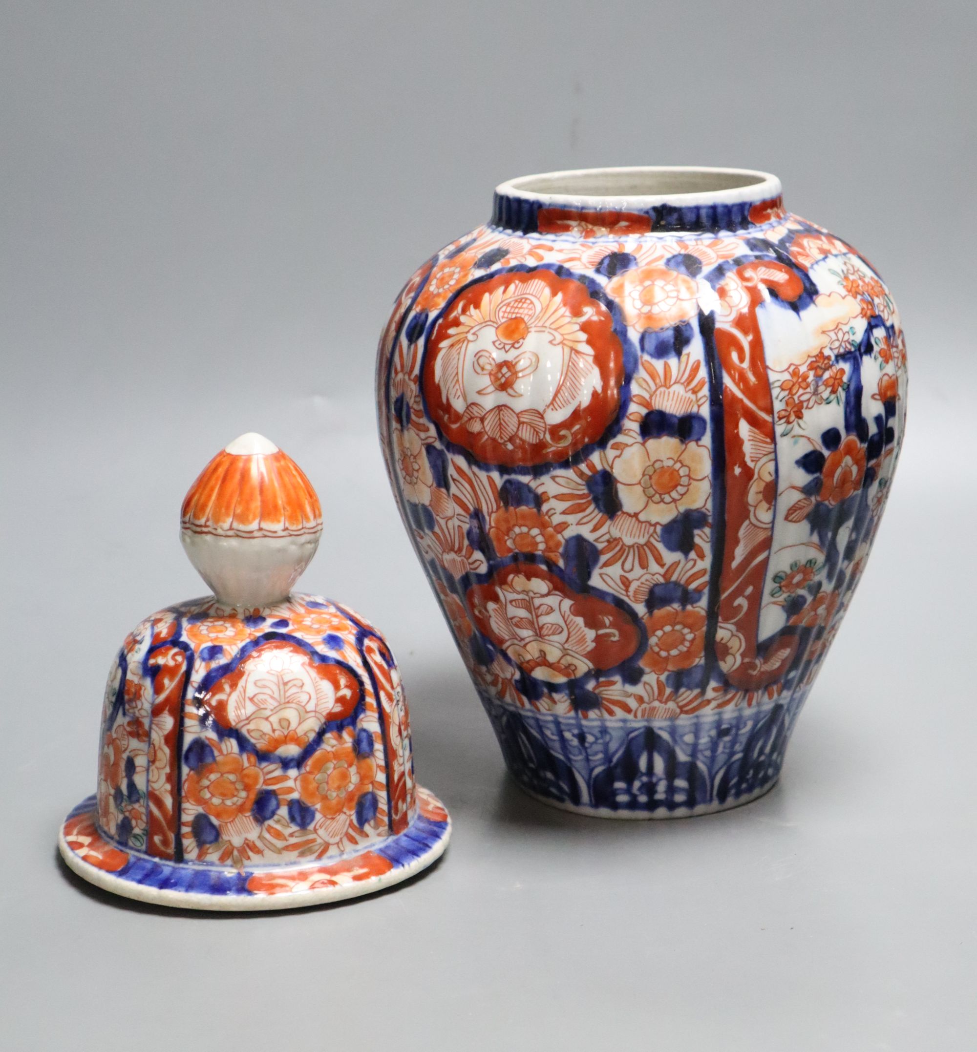 An Imari vase and cover, height 34cm